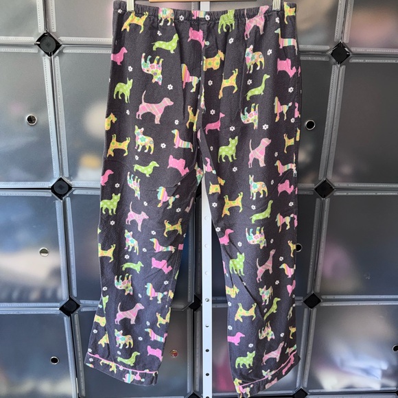 PJ Salvage Flannel Pajama Set in Gray with Multicolored Dog Silhouettes Wns L - Picture 11 of 15